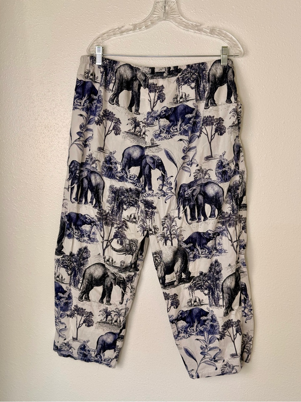 The Cat’s Pajama Elephant Print Pajama Pants in Navy and White Organic Cotton XL - Picture 4 of 5